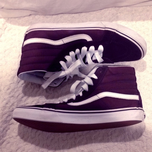 dark purple high top vans